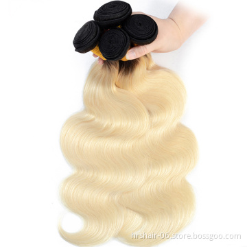 New fashion wholesale two tone human hair 1B 613 blonde color human hair bundles